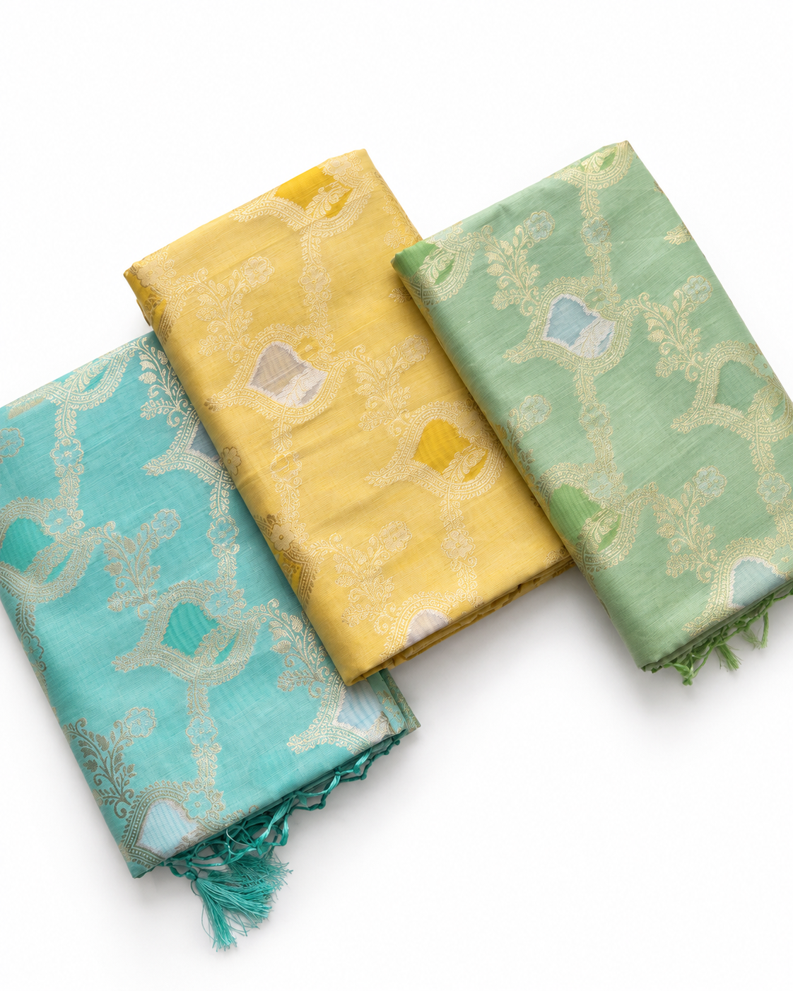Orchid- Chanderi saree in pastel shades with woven zari and Floral pattern