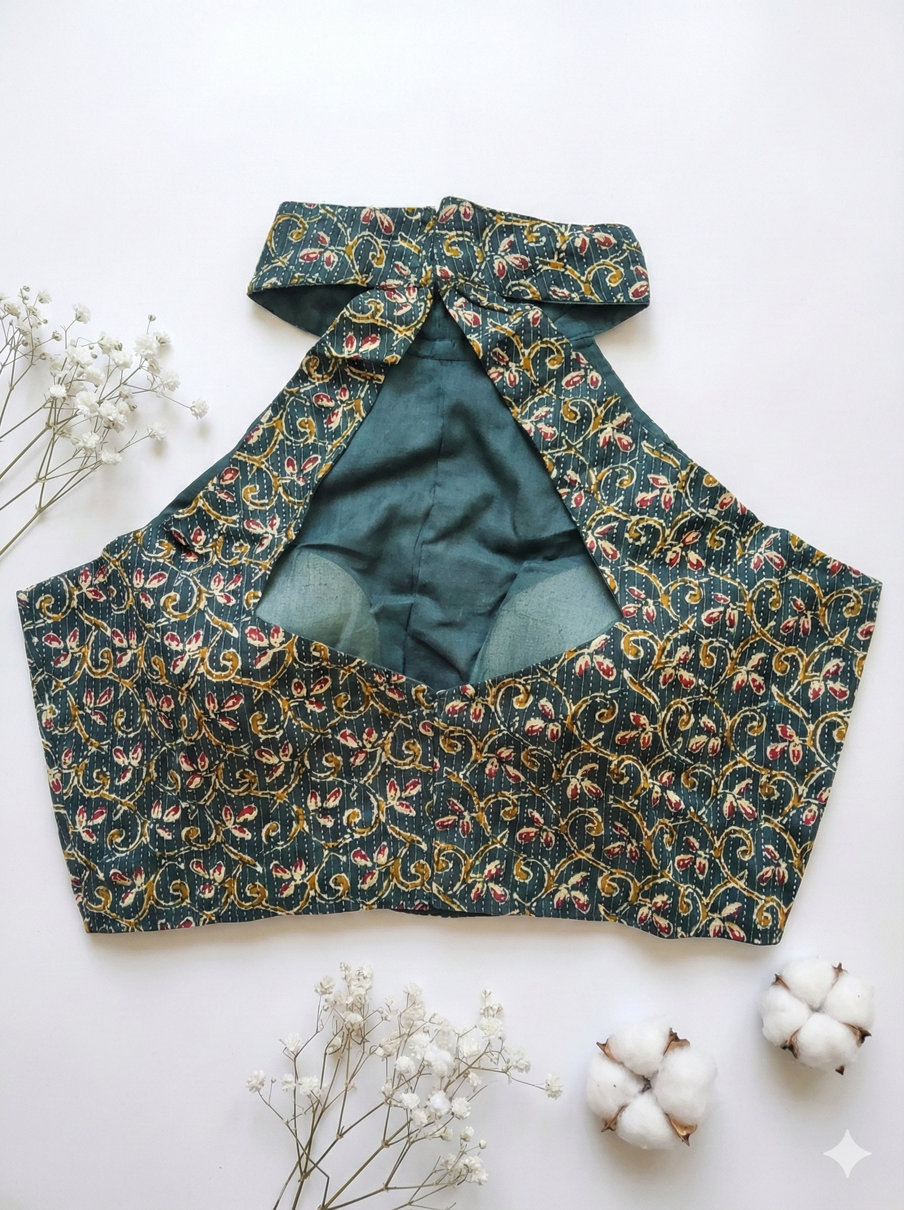 Ajrakh High Neck Halter Blouse