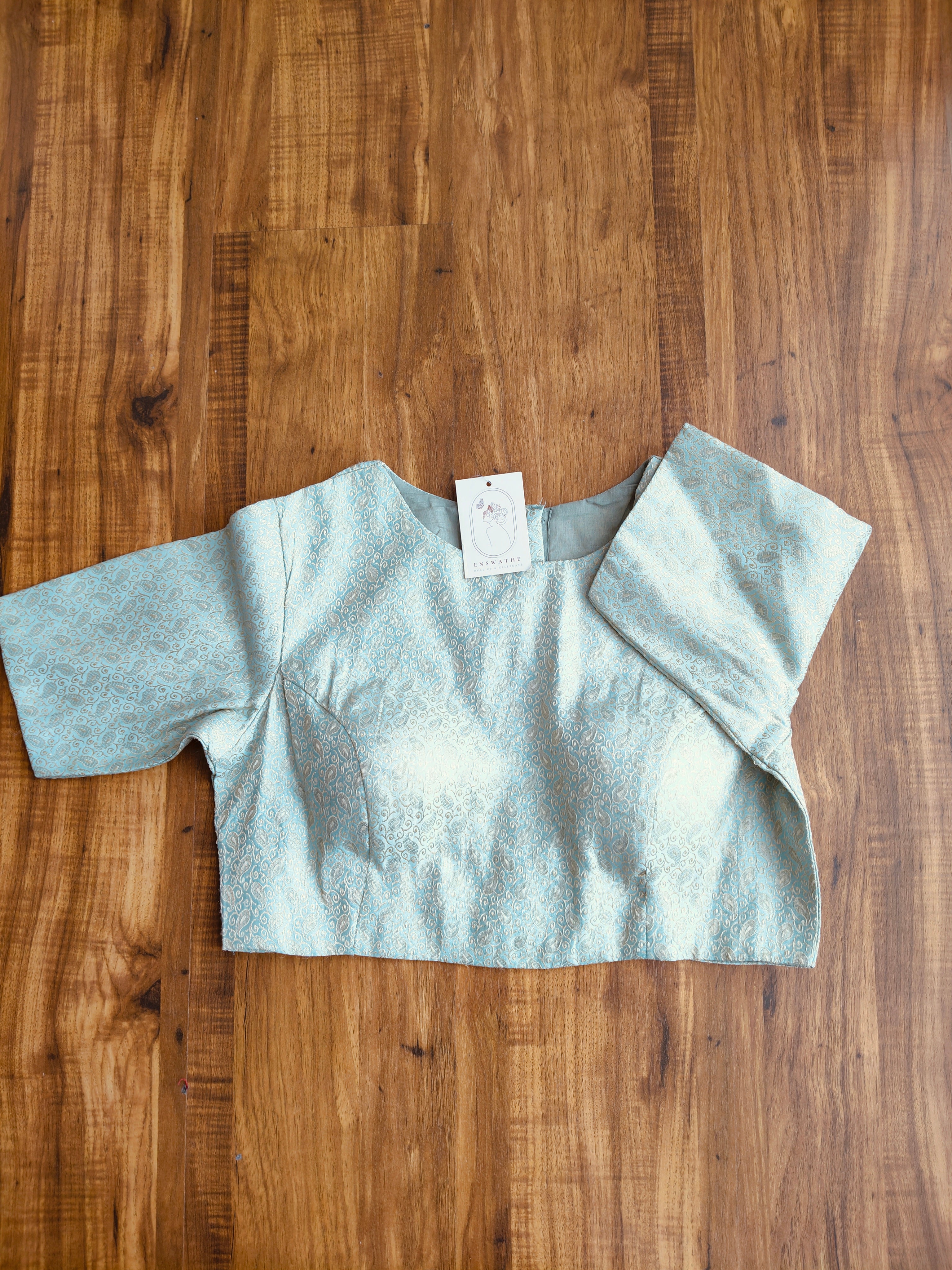 Brocade boat neck blouse