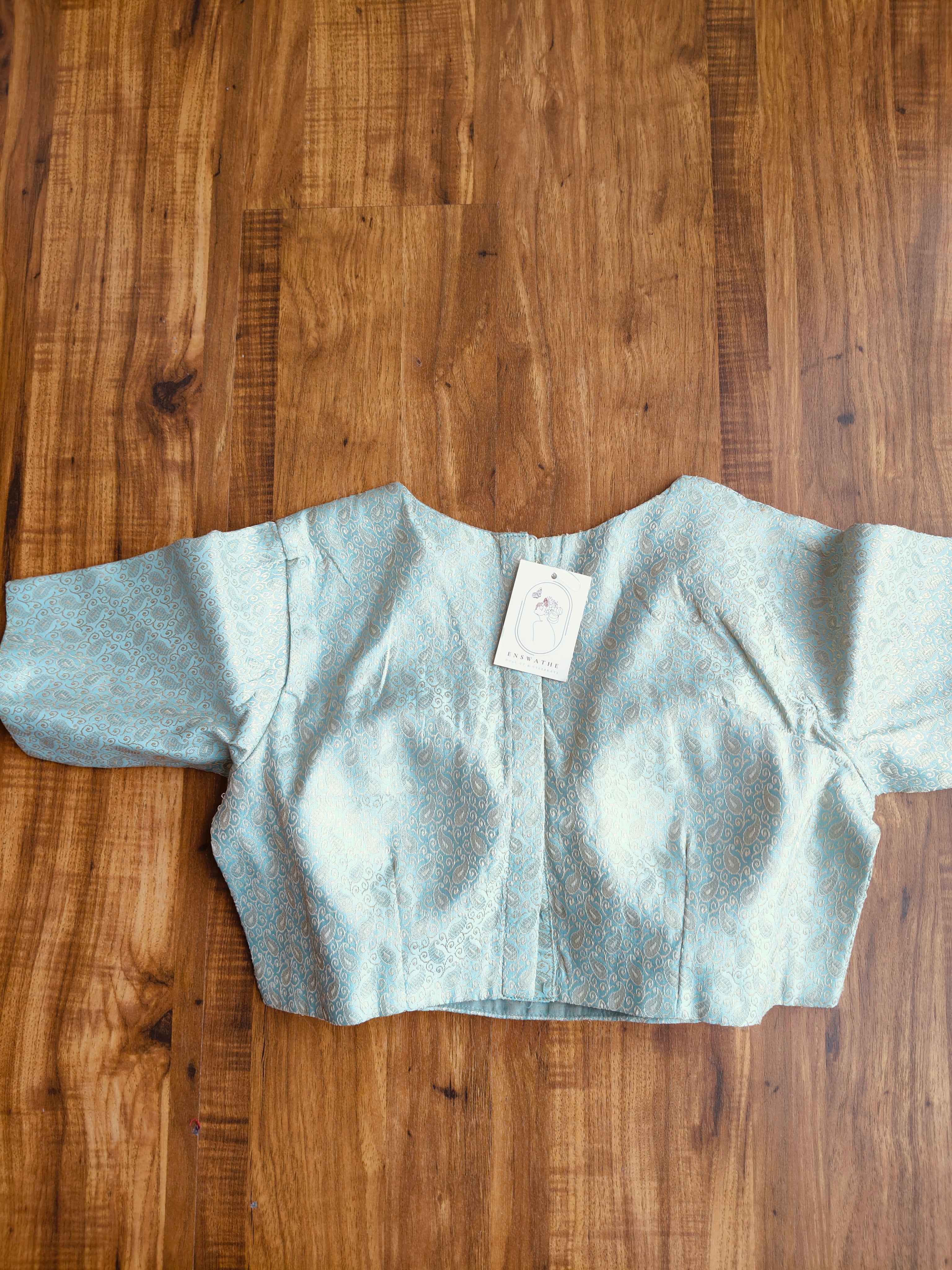 Brocade boat neck blouse