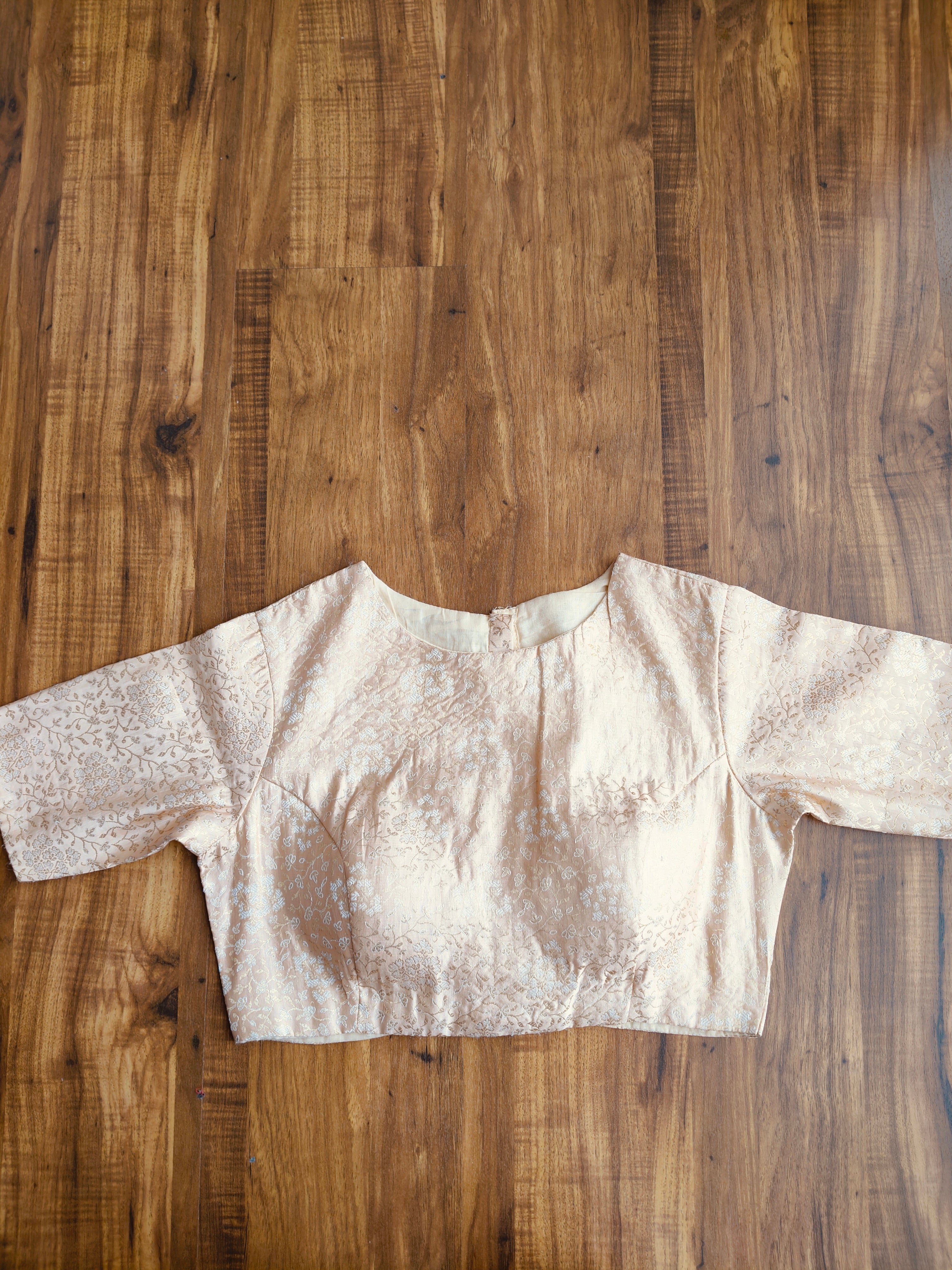 Brocade boat neck blouse