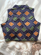 Ajrakh Cotton Mandarin Collared Padded Blouse