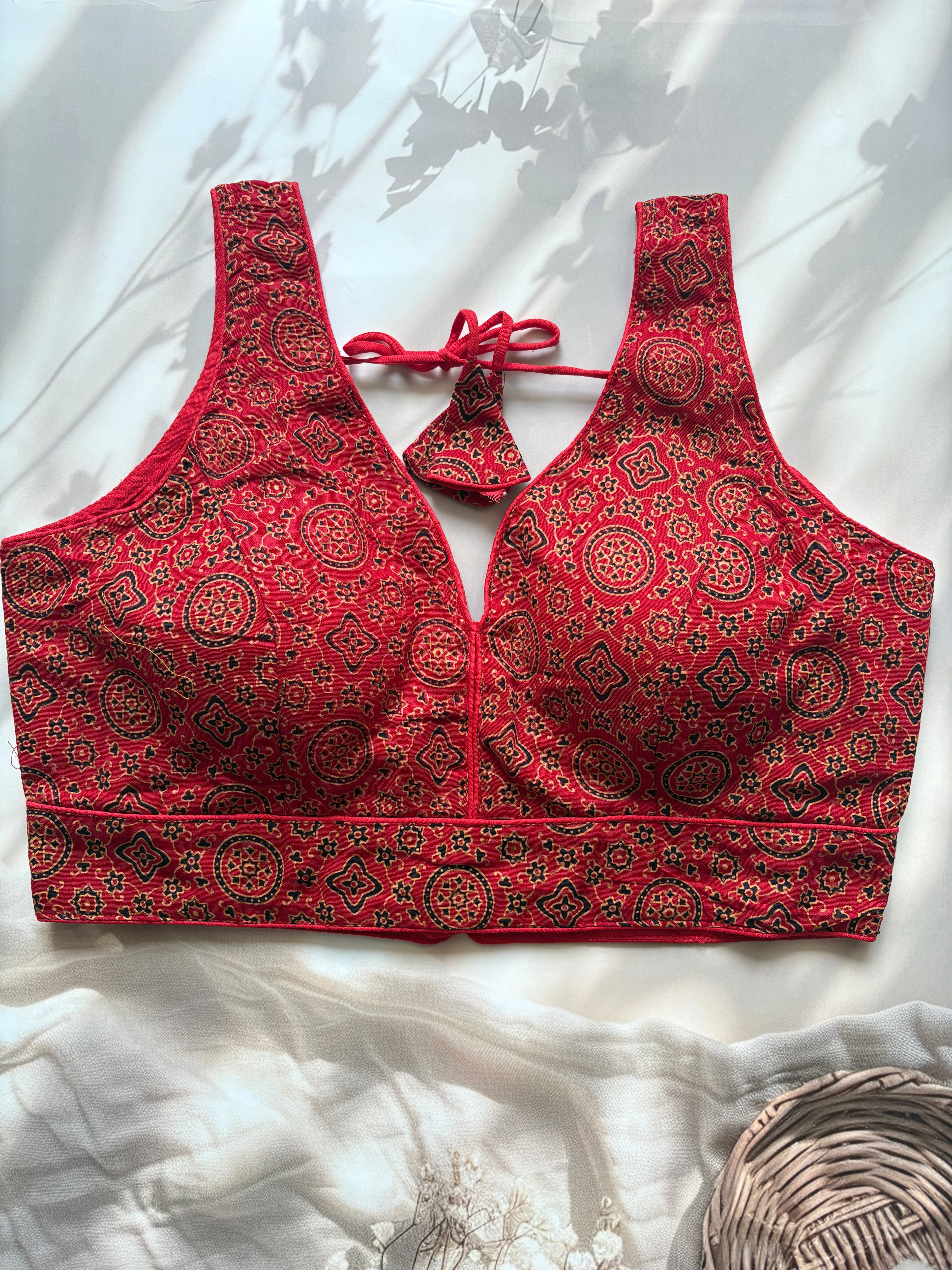Ajrakh V-neck blouse