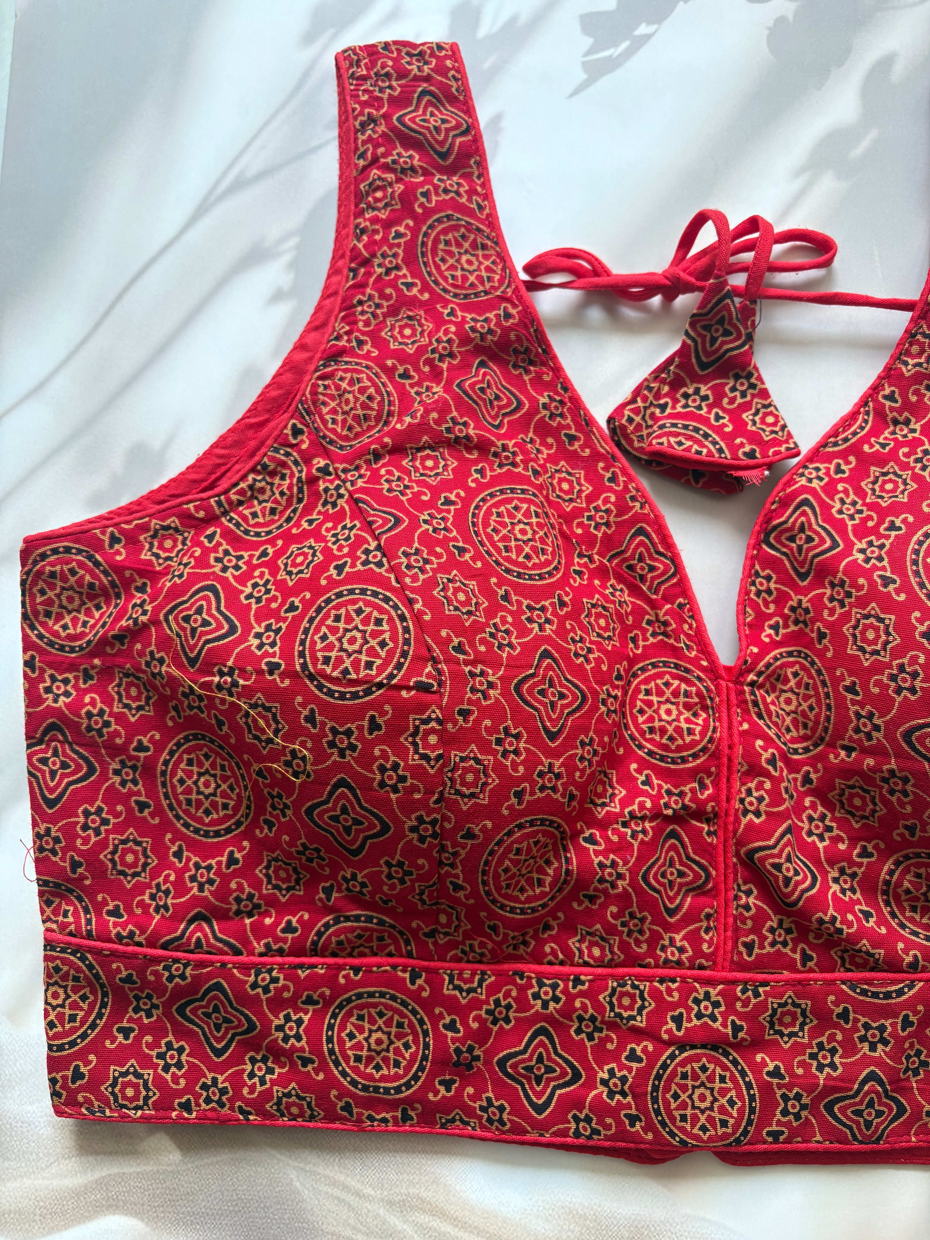 Ajrakh V-neck blouse