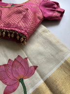Tamara-Pink & light gold ethnic skirt and top for girls