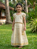 Ivory soft tissue ethnic skirt and top for girls