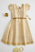 Ivory soft tissue ethnic skirt and top for girls