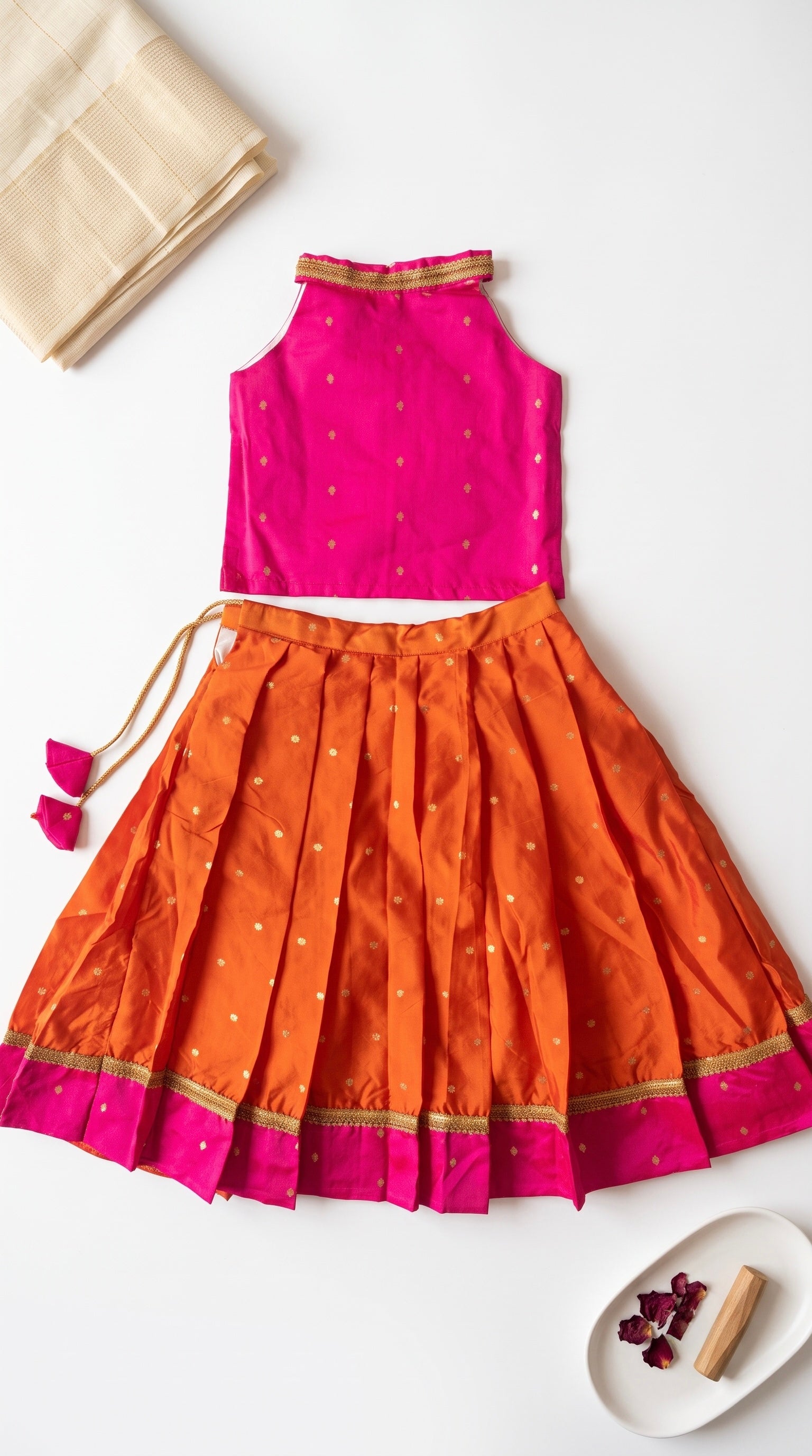 Orange & Pink ethnic skirt and top for girls