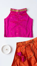 Orange & Pink ethnic skirt and top for girls