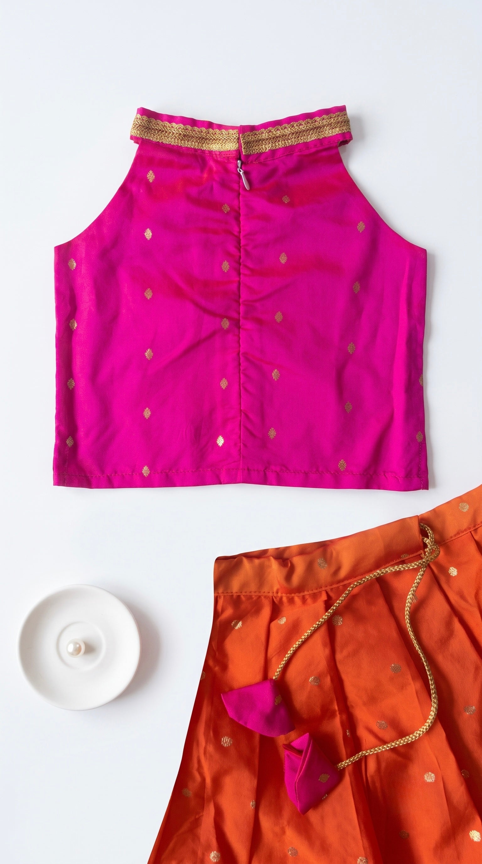 Orange & Pink ethnic skirt and top for girls
