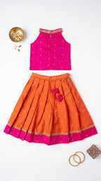 Orange & Pink ethnic skirt and top for girls
