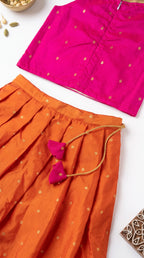 Orange & Pink ethnic skirt and top for girls