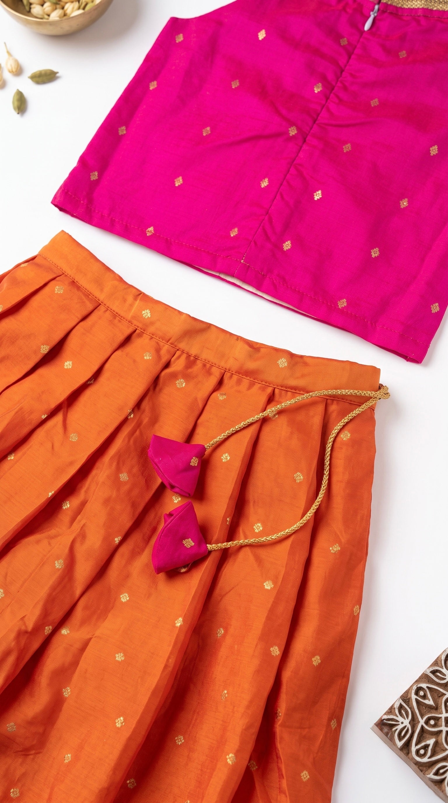 Orange & Pink ethnic skirt and top for girls