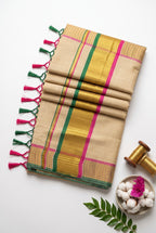 Kerala tissue saree with Checkered Border