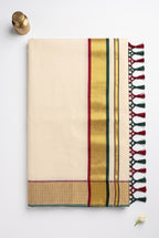 Kerala tissue saree with Checkered Border