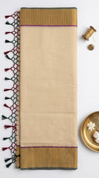 Kerala tissue saree with Checkered Border