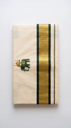 Kerala kasavu saree with elephant embroidered motifs