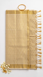 Kerala kasavu saree in gold checkered pattern