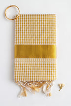 Kerala kasavu saree in gold checkered pattern