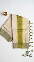 Kerala tissue saree with Green Border