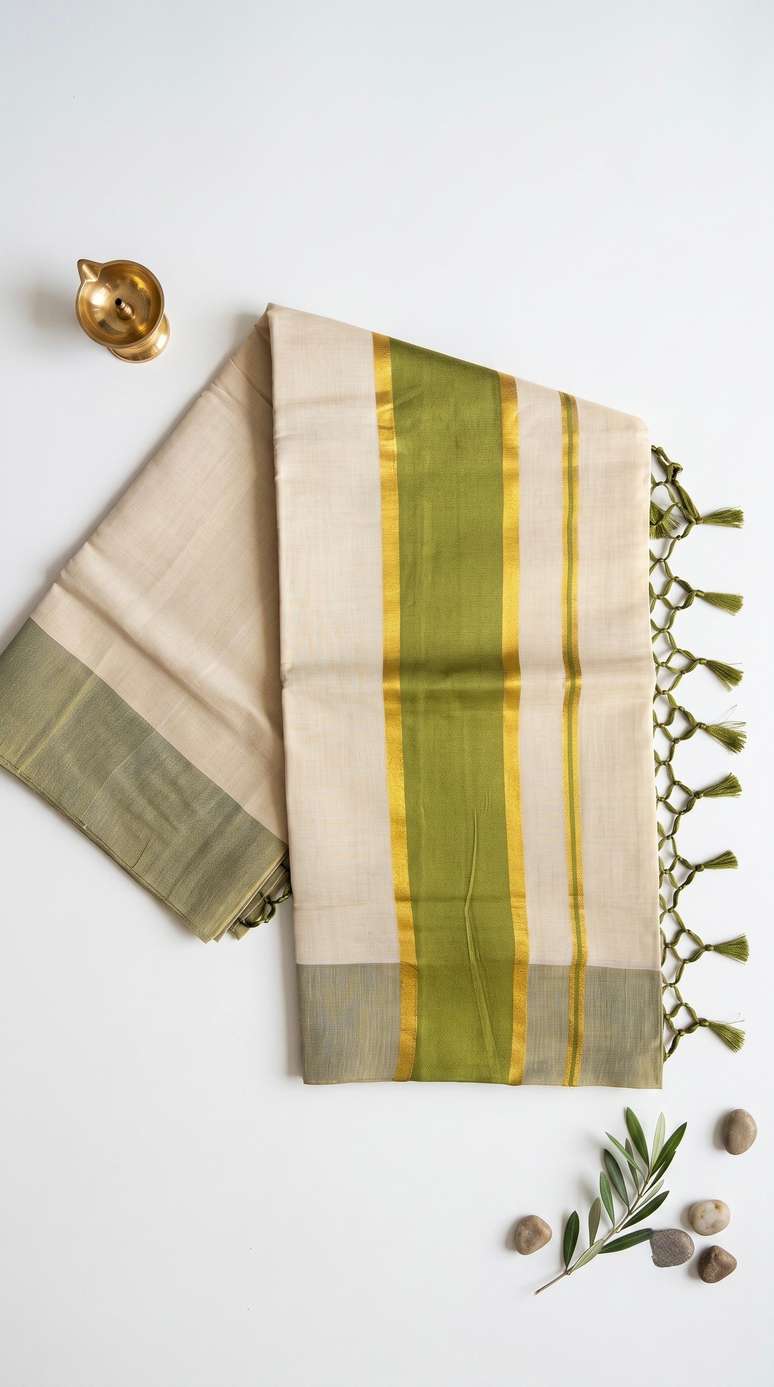 Kerala tissue saree with Green Border
