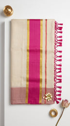 Kerala tissue saree with Pink Border