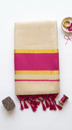 Kerala tissue saree with Pink Border