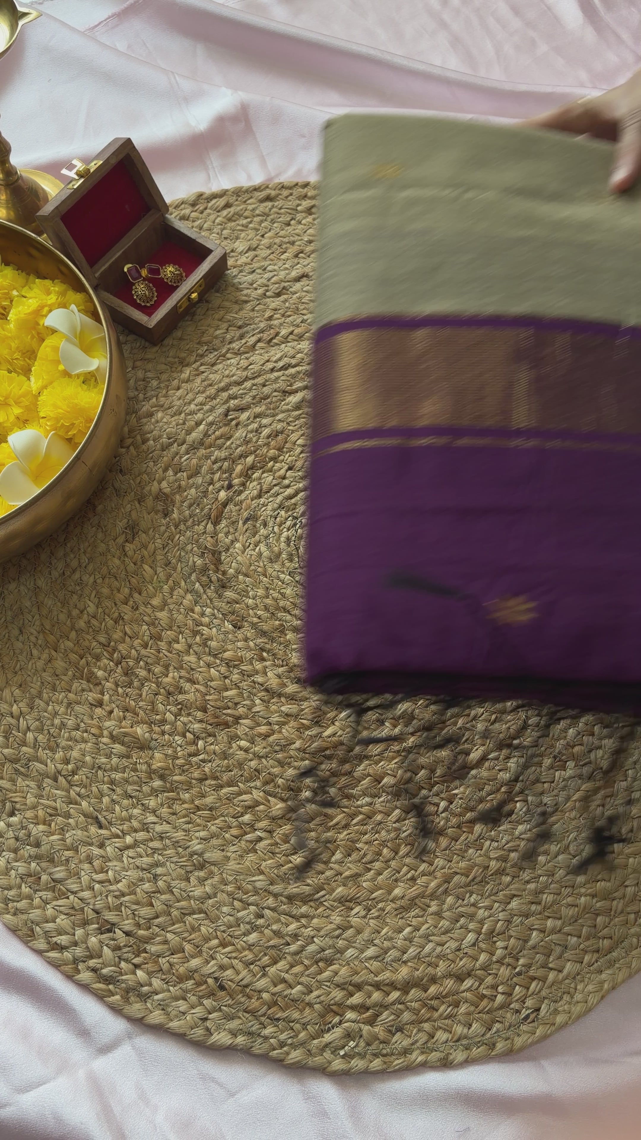 Ananya-Maheswari Cotton Silk Saree-Sand Beige and Royal Plum Pallu