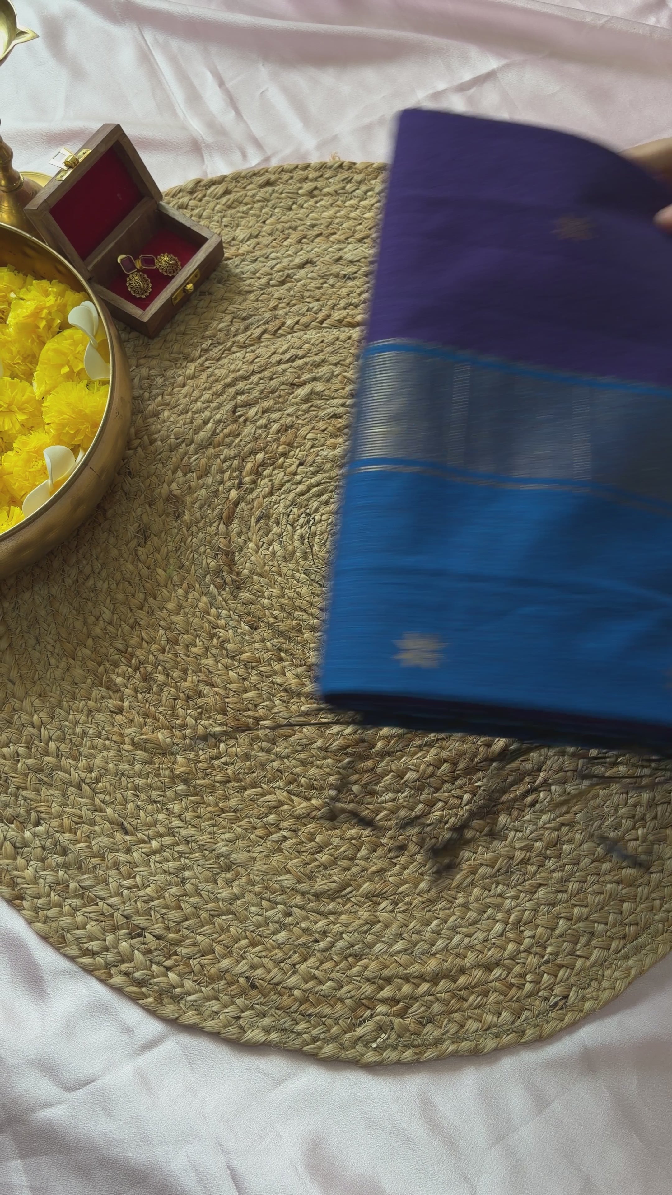 Nila-Maheswari Cotton Silk Saree-Violet and Cobalt Pallu
