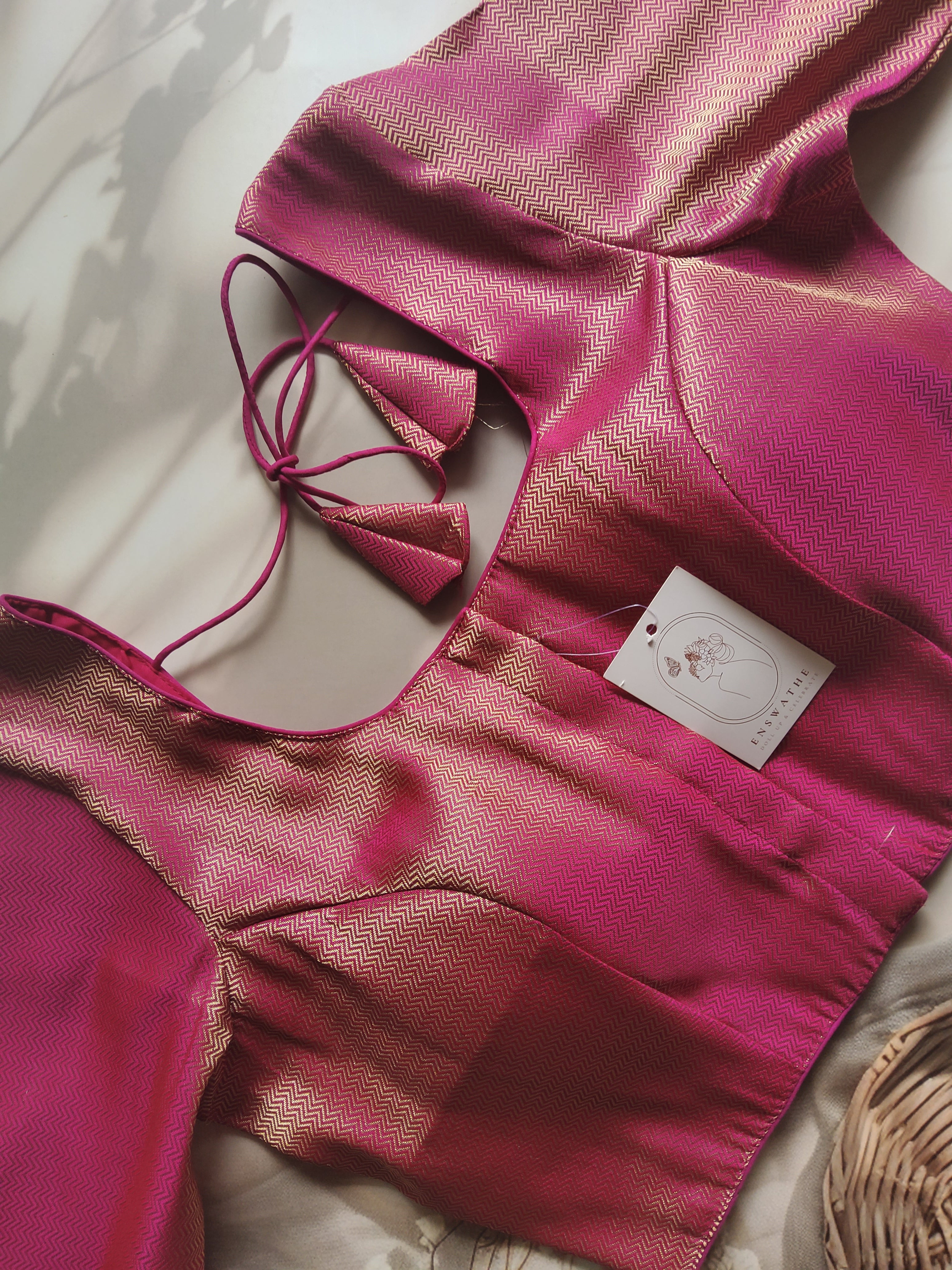 Brocade Padded Blouse with Sleeves