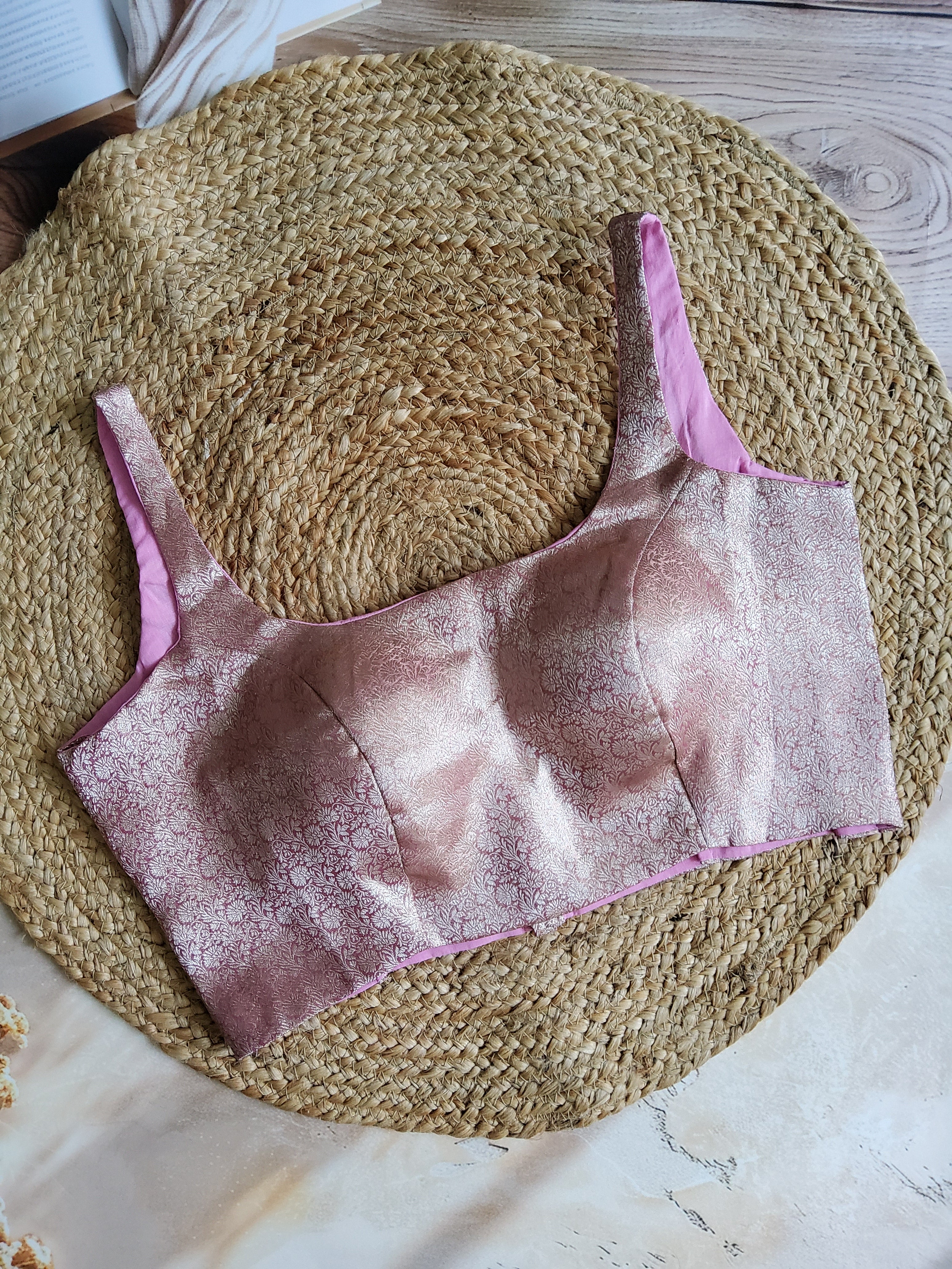 Brocade Sleeveless Padded Blouse