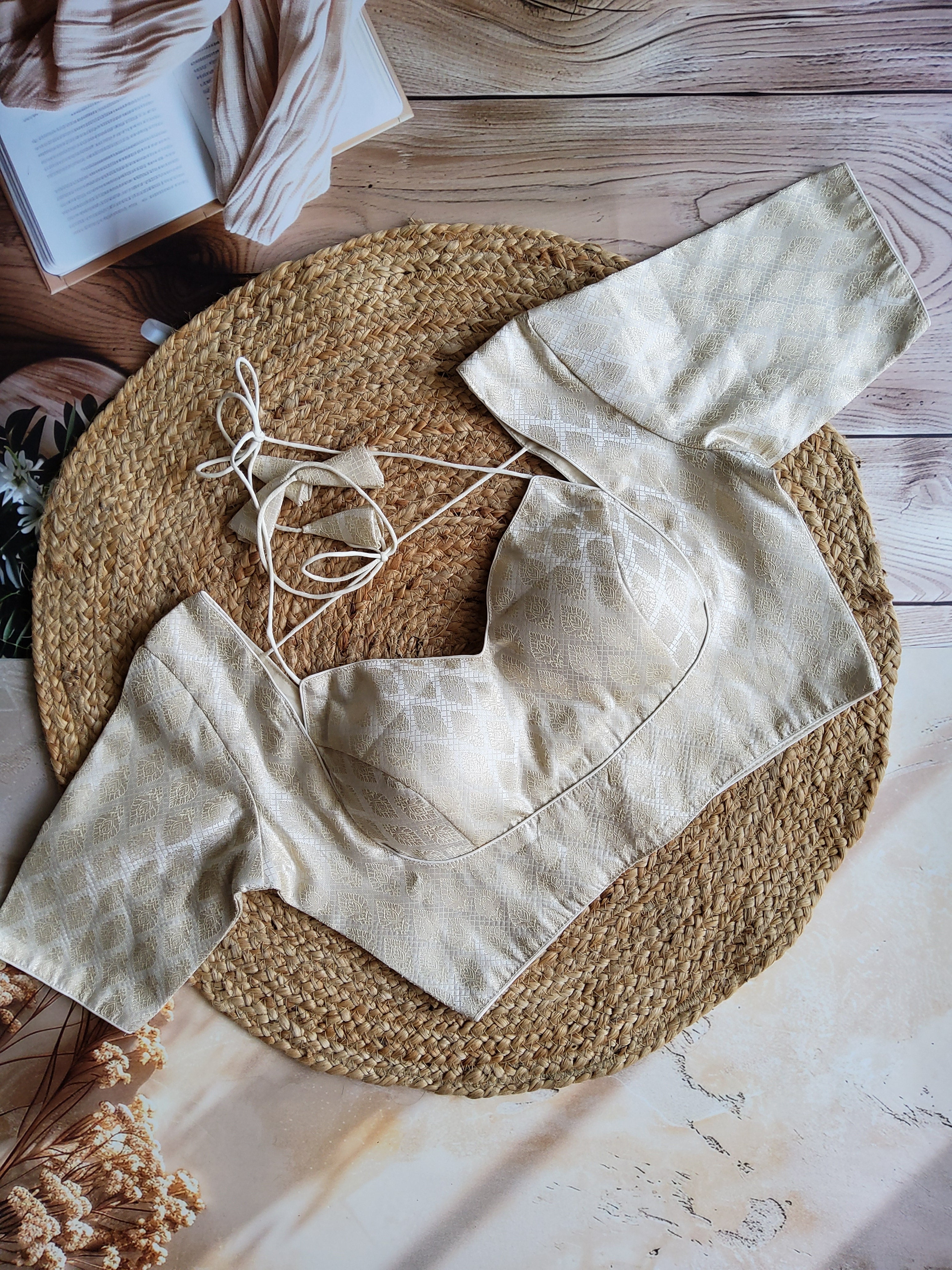 Brocade Halter neck padded blouse