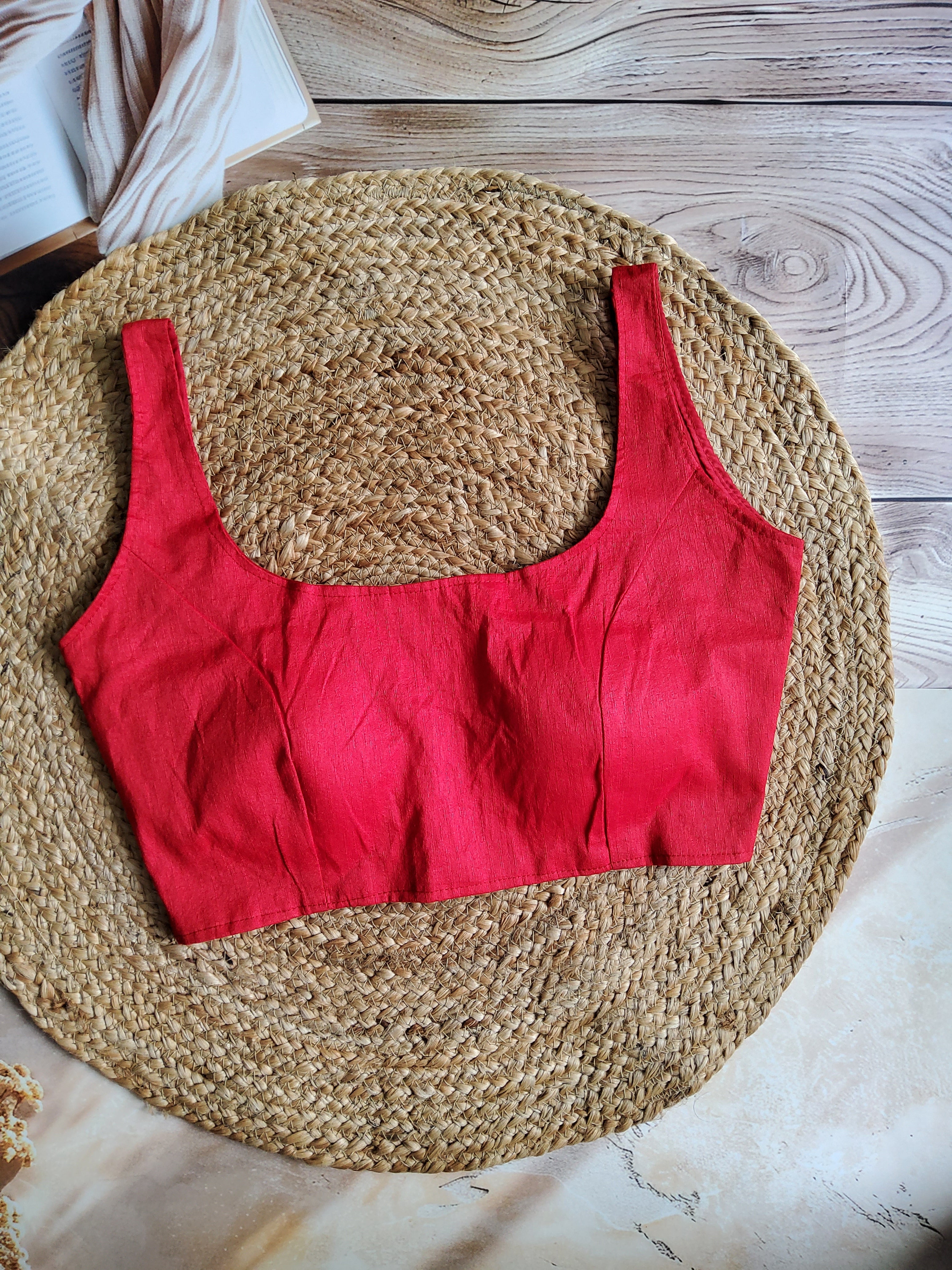 Plain Sleeveless Silk Padded Blouse