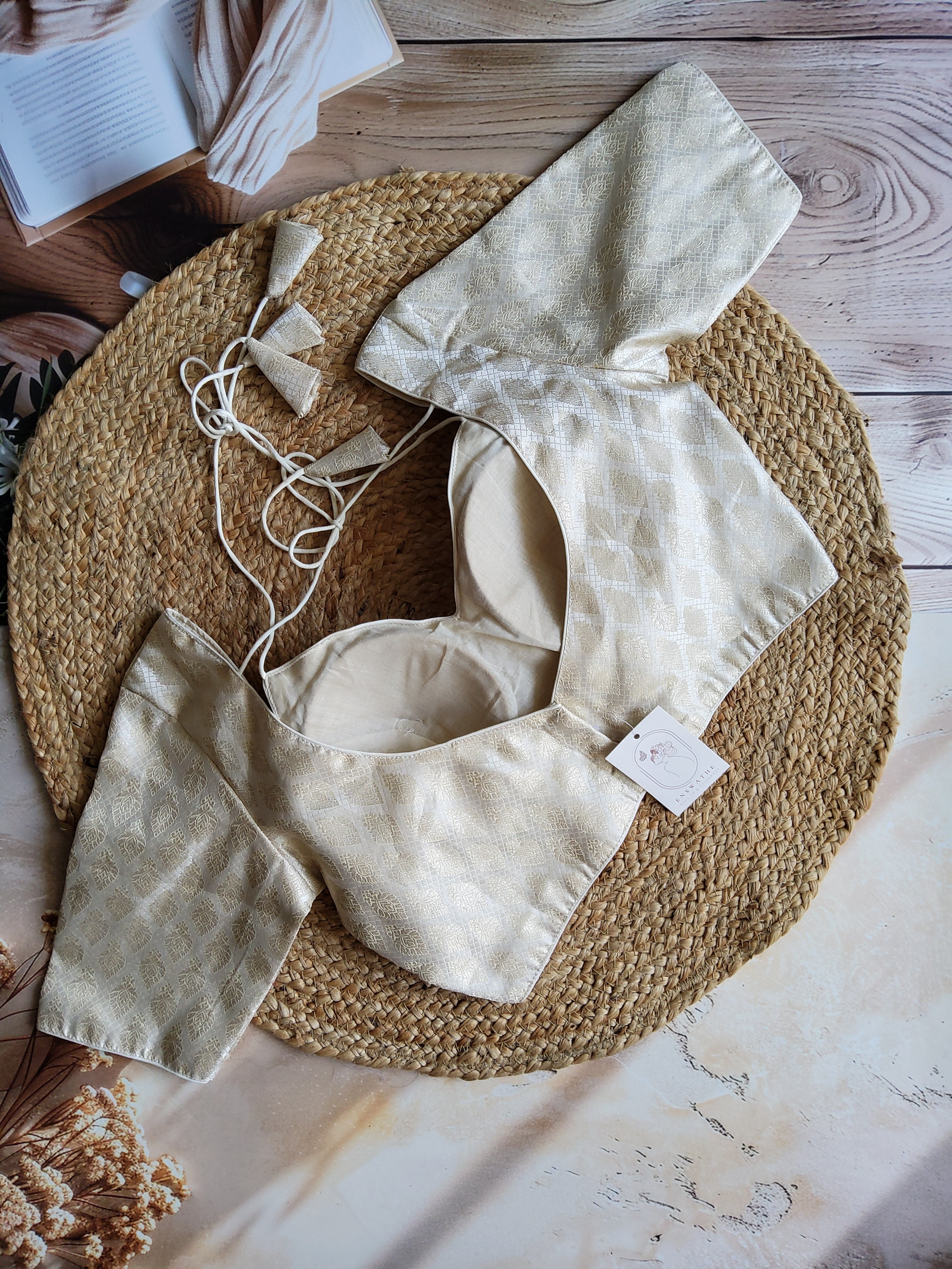 Brocade Halter neck padded blouse