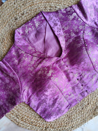 Brocade notched collar blouse