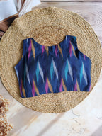 Ikkat V neck sleeveless blouse