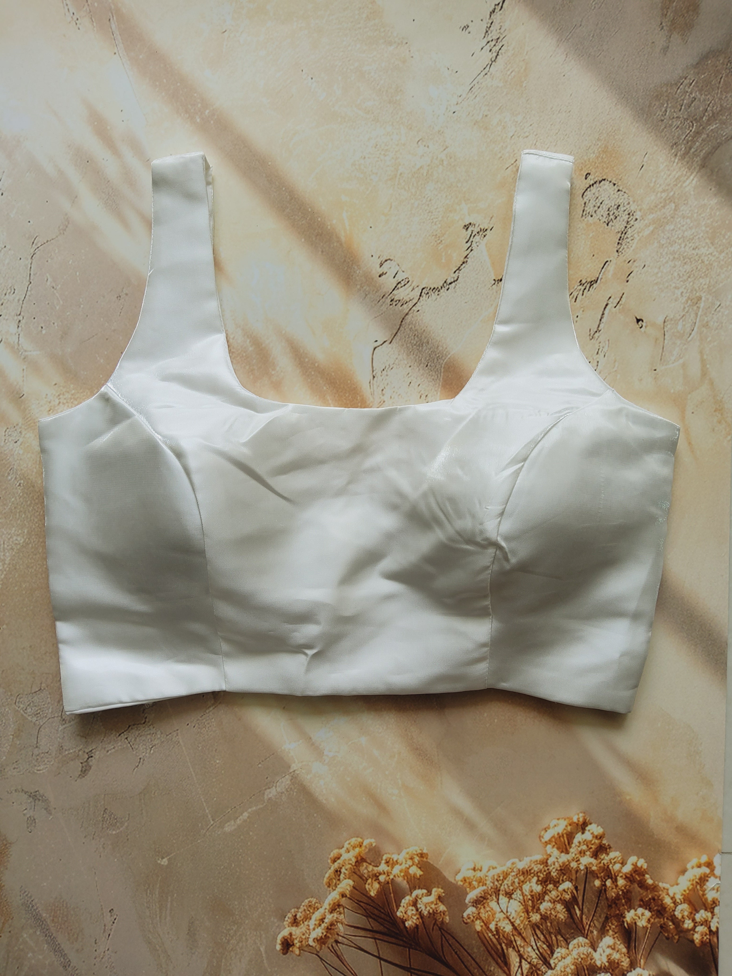 Solid white satin blouse