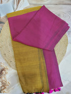 Khadi Cotton Dual Shade Saree in Pink and mustard yellow