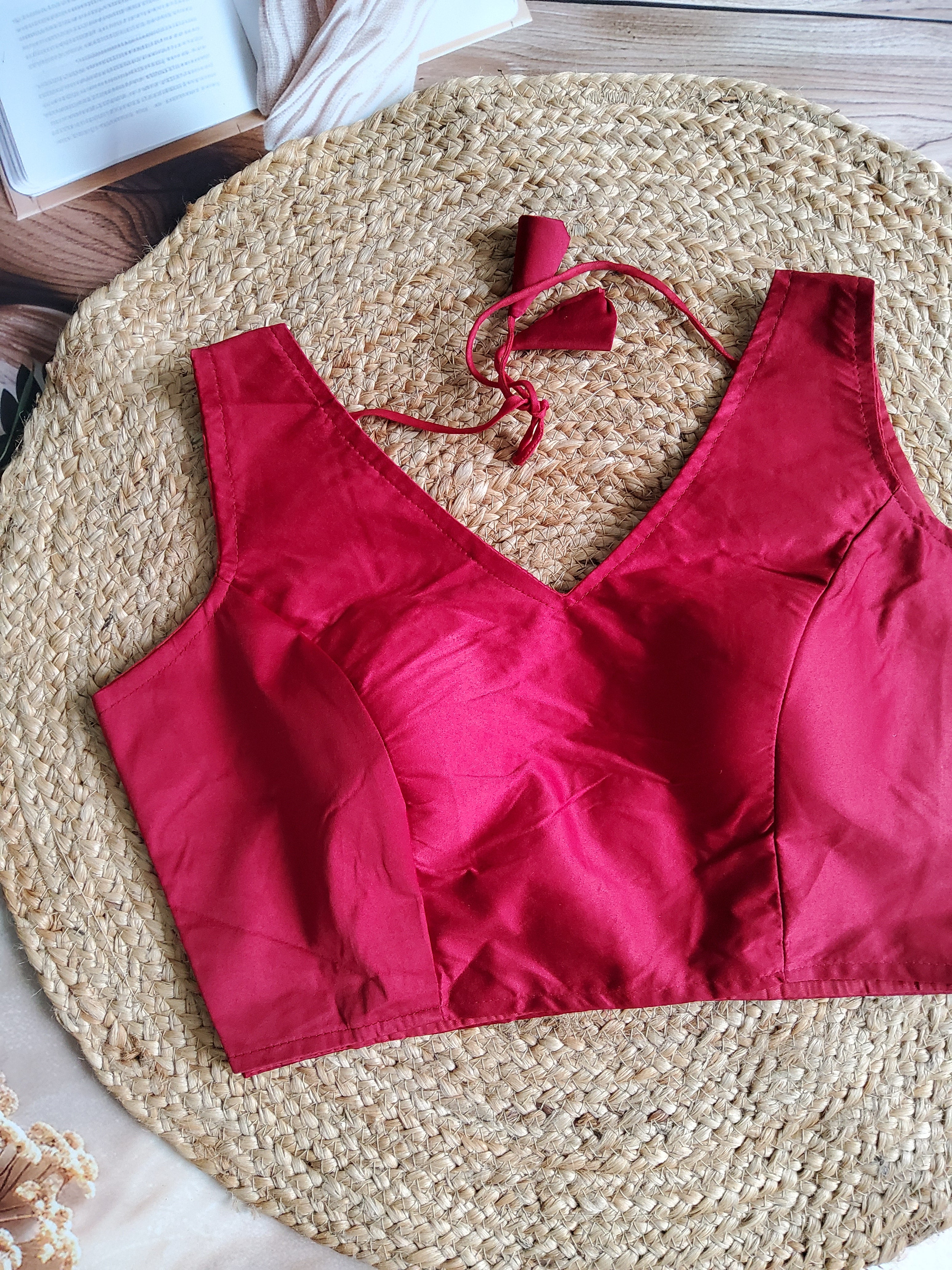 Solid Silk V-neck blouse