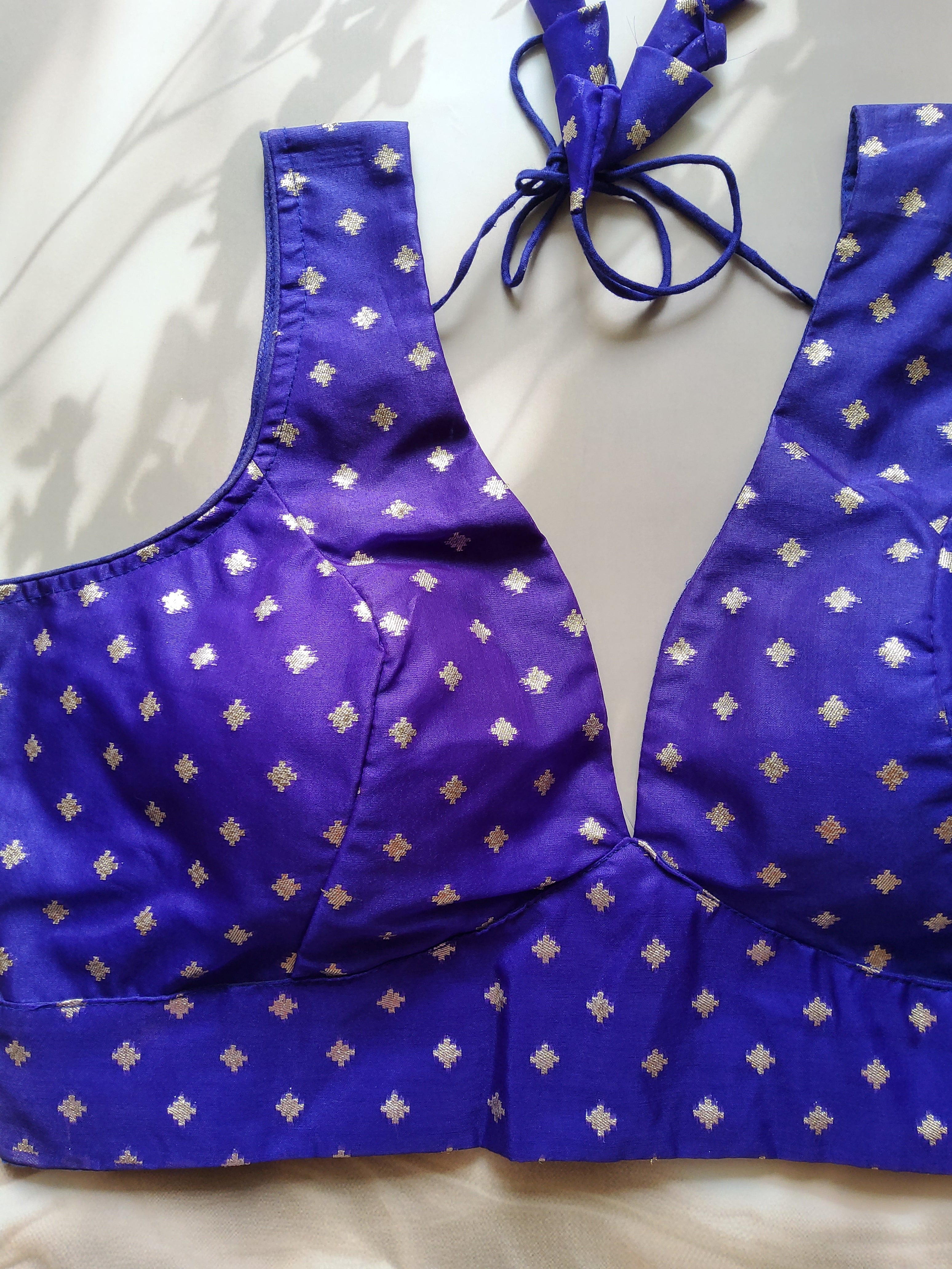 Chanderi Plunge neck Sleeveless Padded Blouse