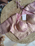 Brocade Halter neck backless padded blouse