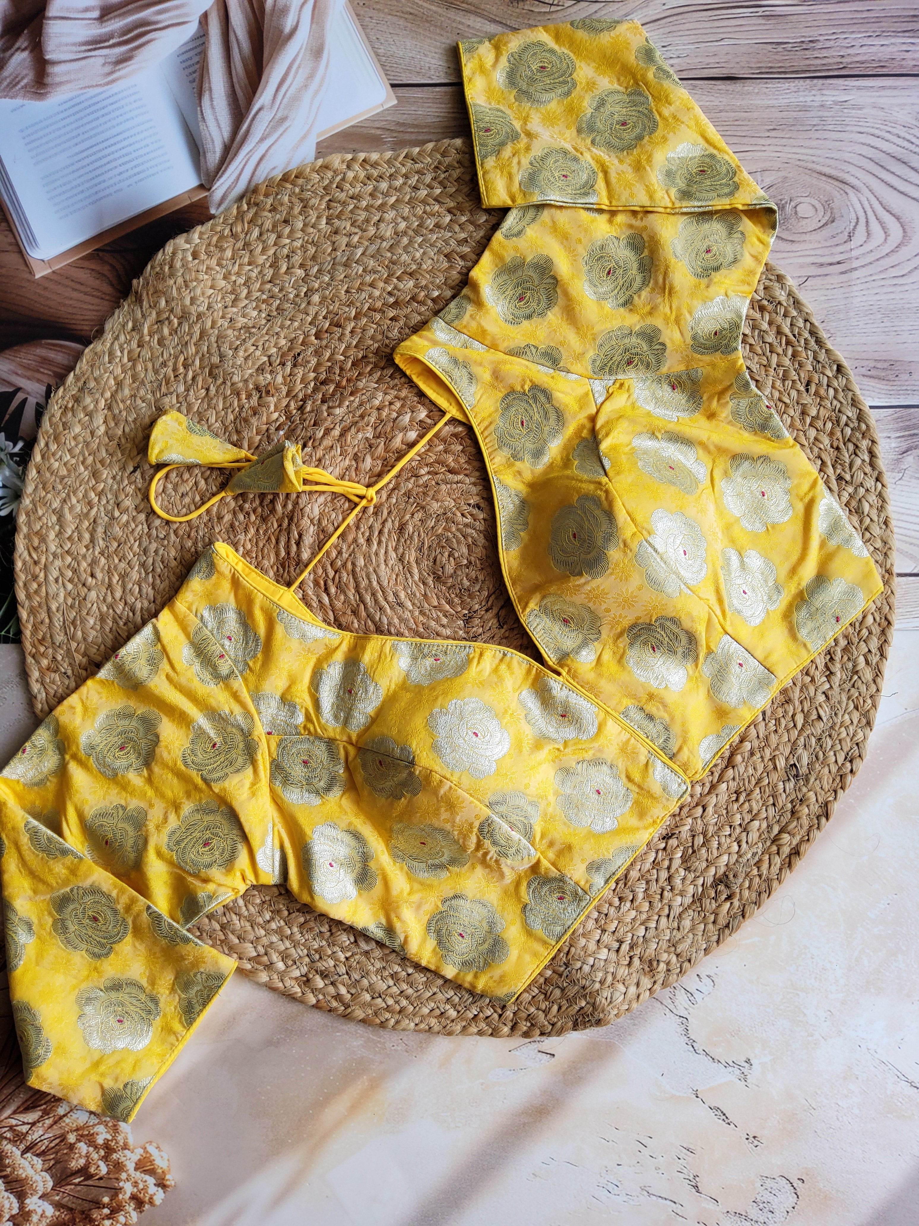 Banaras Brocade 3/4th sleeve padded blouse