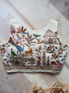 Khadi sweetheart neck blouse in floral embroidery