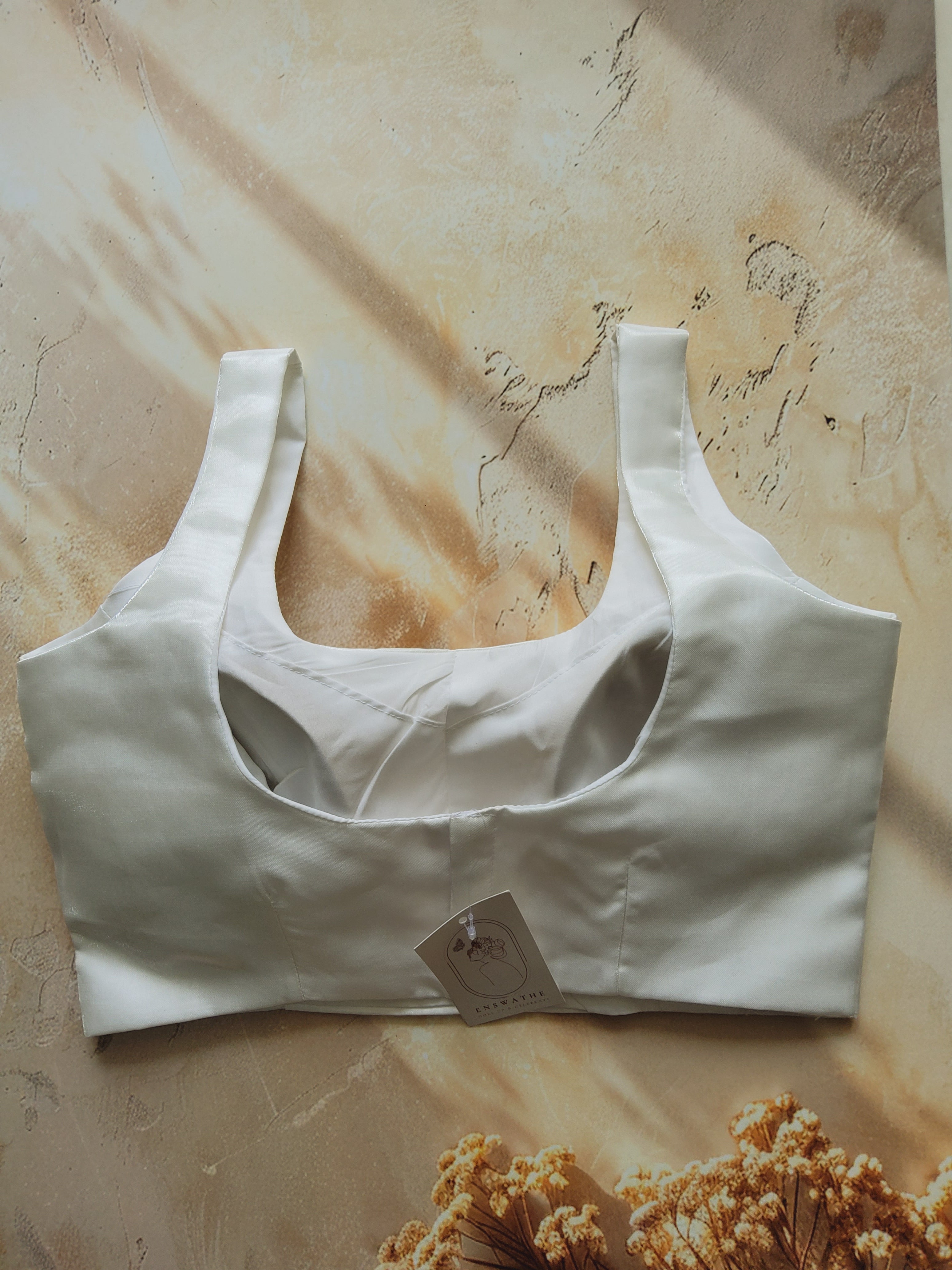 Solid white satin blouse