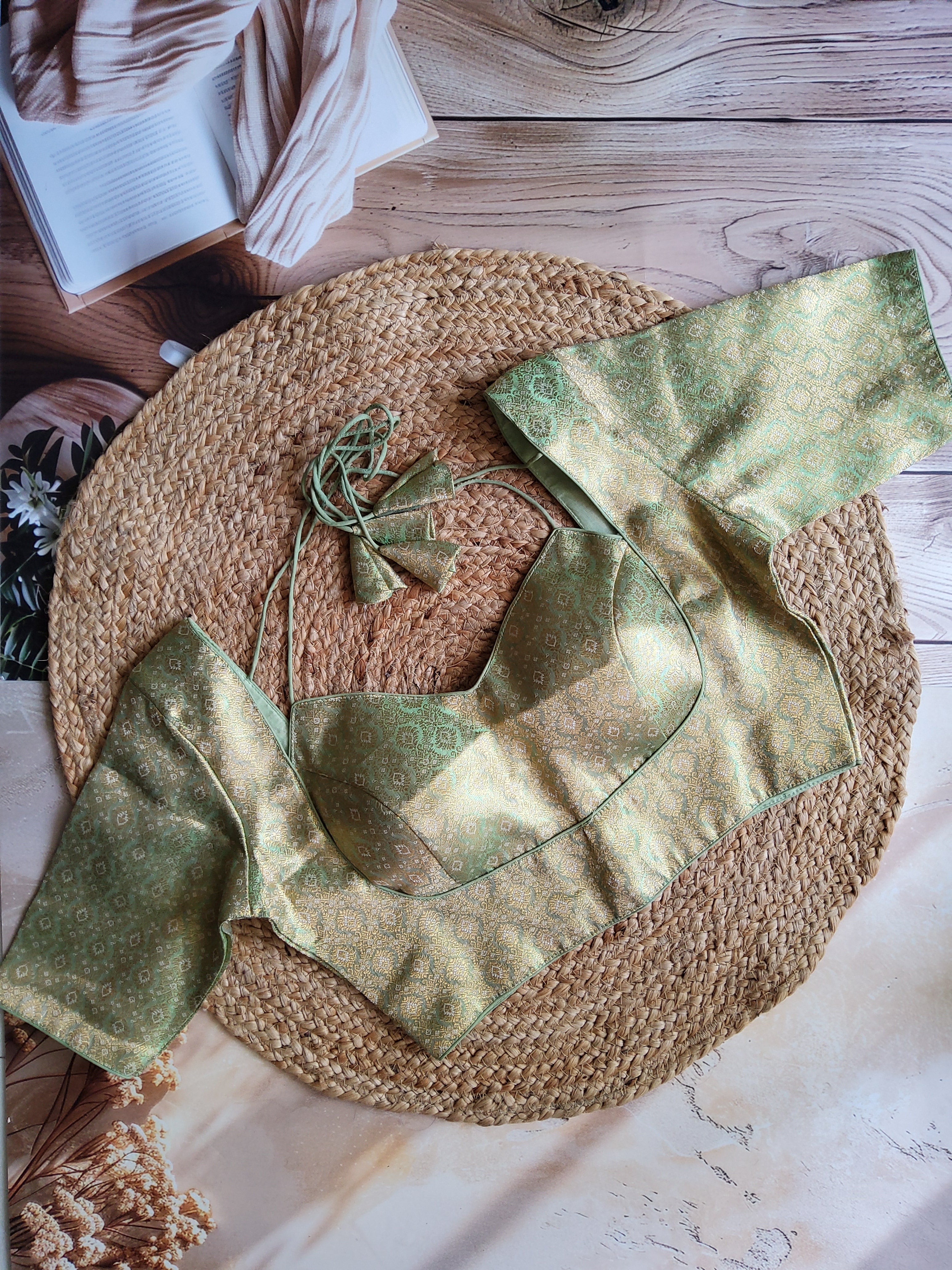 Brocade Halter neck padded blouse