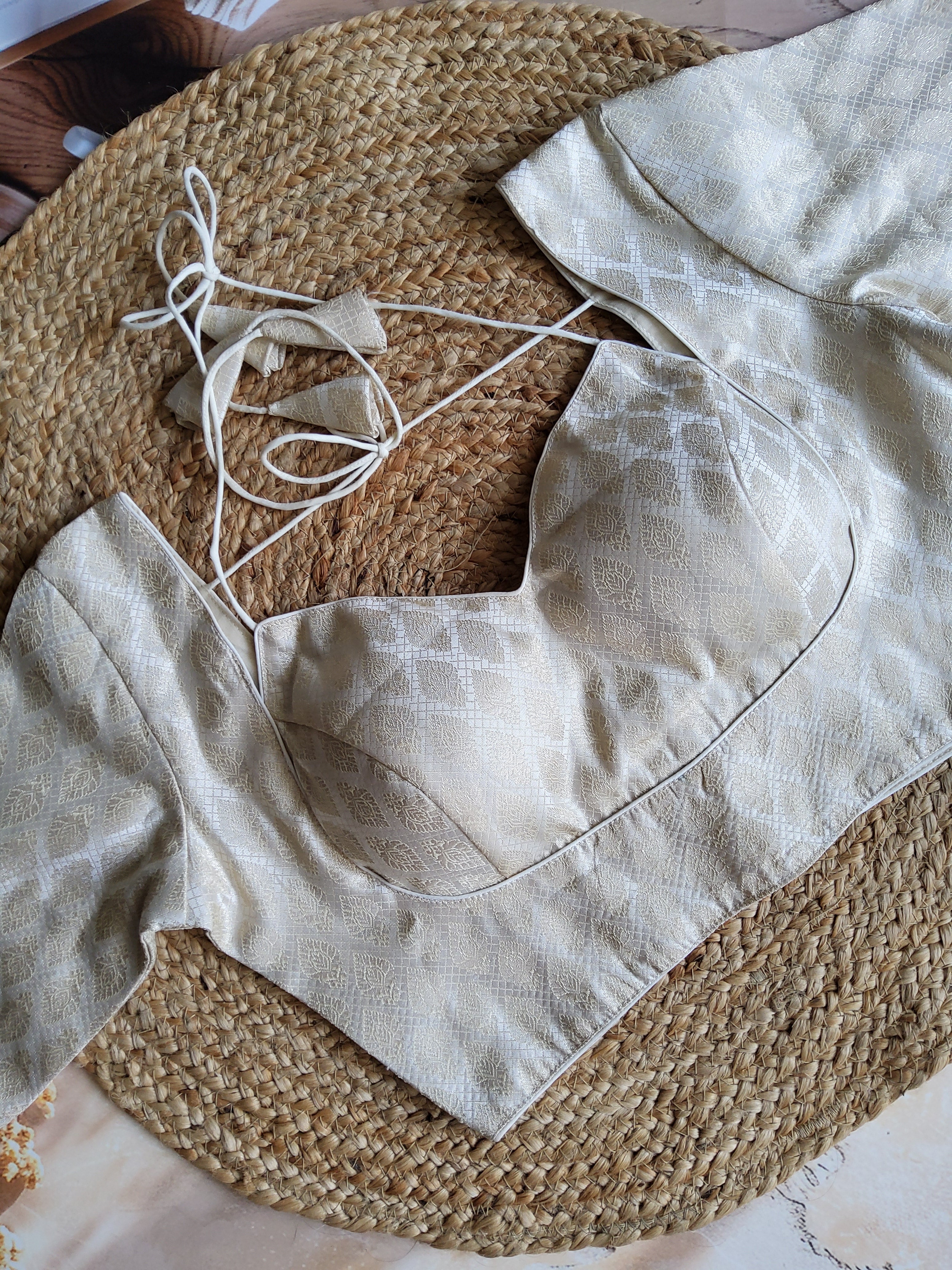 Brocade Halter neck padded blouse