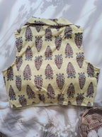 Ajrakh Cotton Sleeveless Notched Collared Padded Blouse